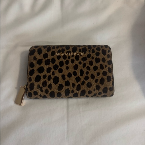 Michael Kors Handbags - Michael Kors Brown and Black Wallet with Leopard Print